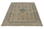 5x7 Ivory and Multicolor Turkish Tribal Rug