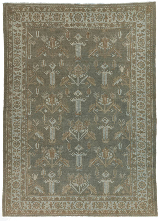 7x10 Light Gray and Light Blue Persian Traditional Rug