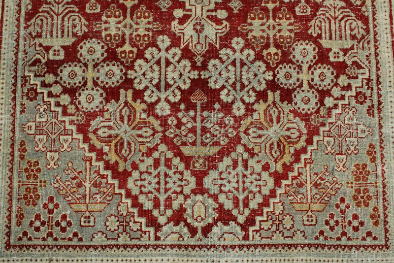 4x7 Burgundy and Light Blue Persian Rug