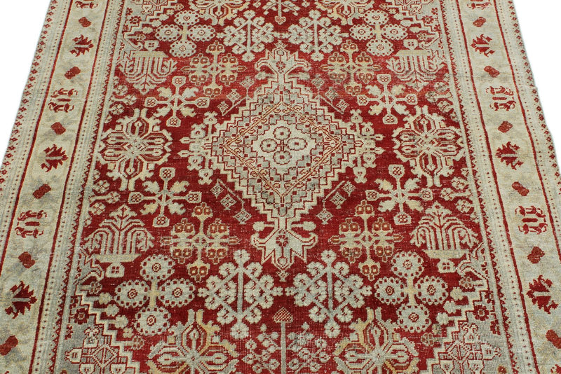 4x7 Burgundy and Light Blue Persian Rug