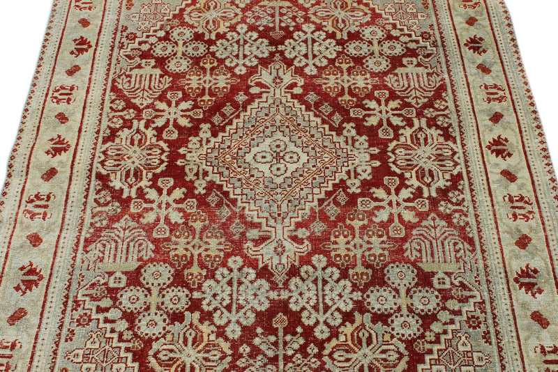 4x7 Burgundy and Light Blue Persian Rug