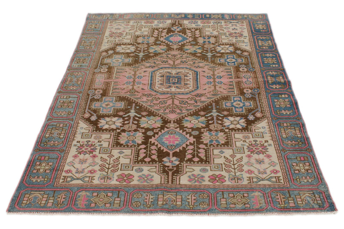 4x6 Pink and Blue Persian Traditional Rug