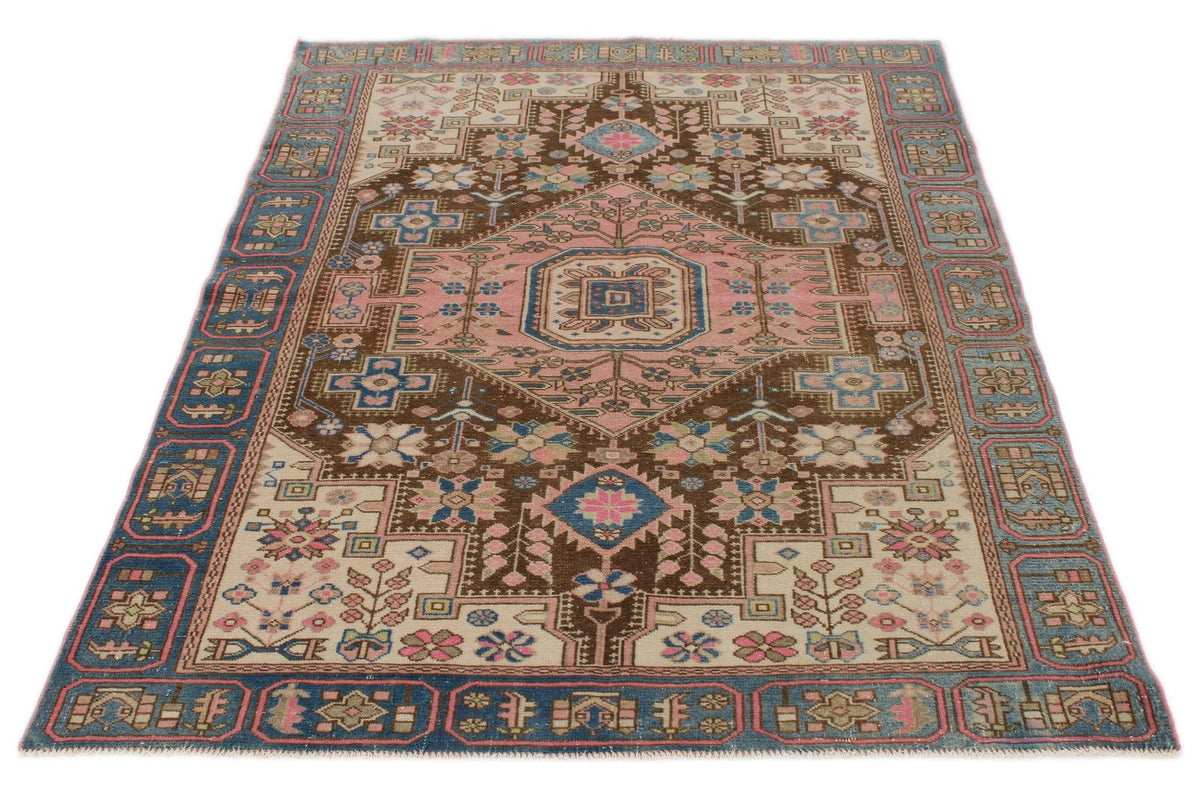 4x6 Pink and Blue Persian Traditional Rug