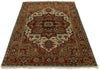 4x6 Ivory and Rust Anatolian Persian Rug