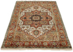 4x6 Ivory and Rust Anatolian Persian Rug
