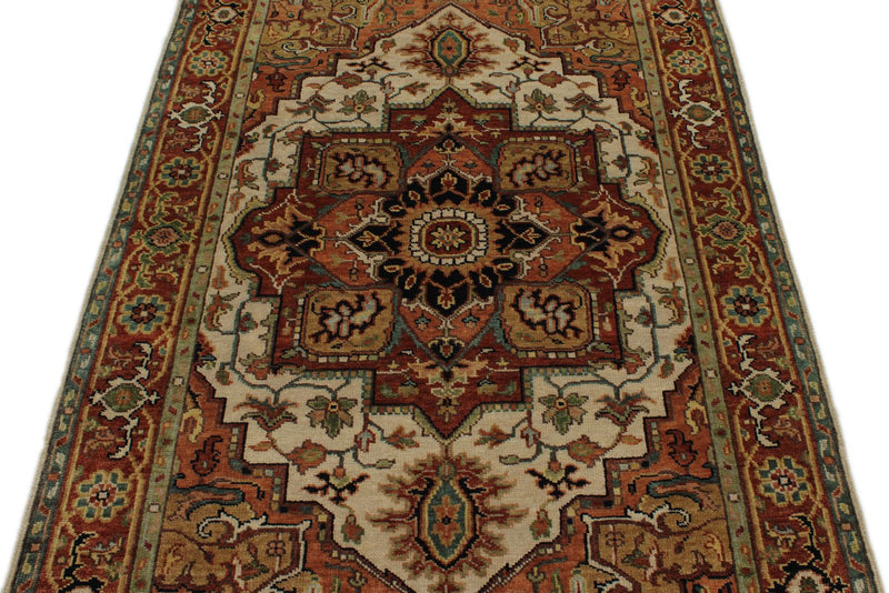4x6 Ivory and Rust Anatolian Persian Rug