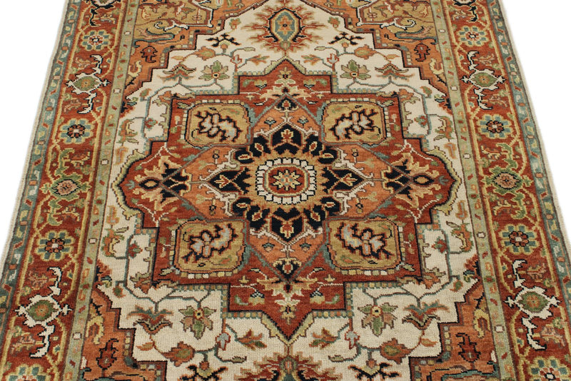 4x6 Ivory and Rust Anatolian Persian Rug
