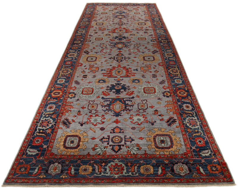 6x18 Gray and Blue Anatolian Traditional Rug