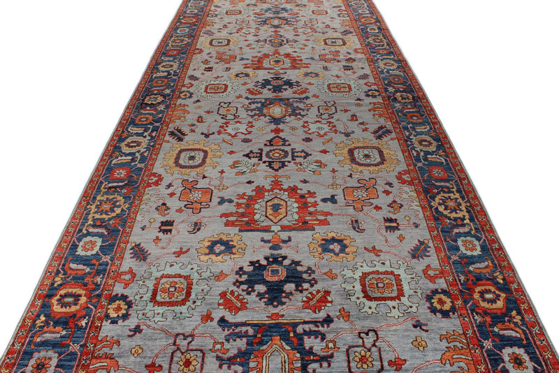 6x18 Gray and Blue Anatolian Traditional Rug