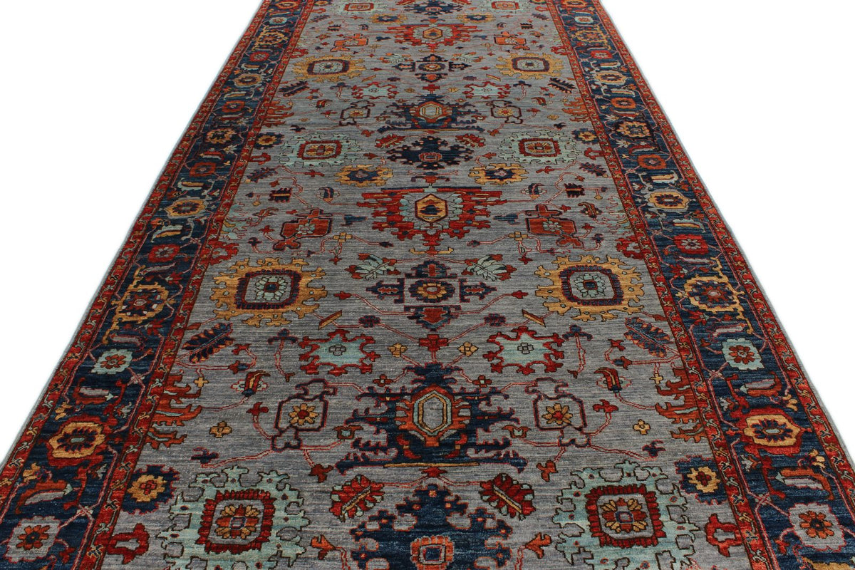 6x18 Gray and Blue Anatolian Traditional Rug
