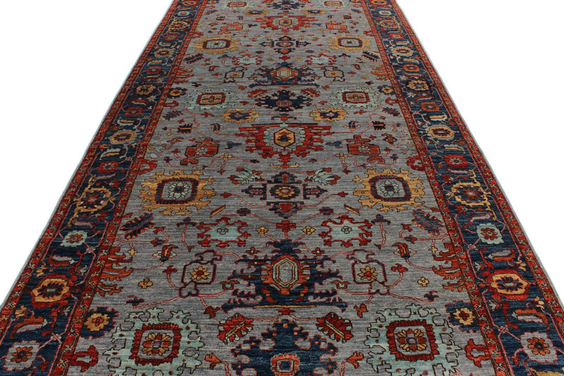 6x18 Gray and Blue Anatolian Traditional Rug