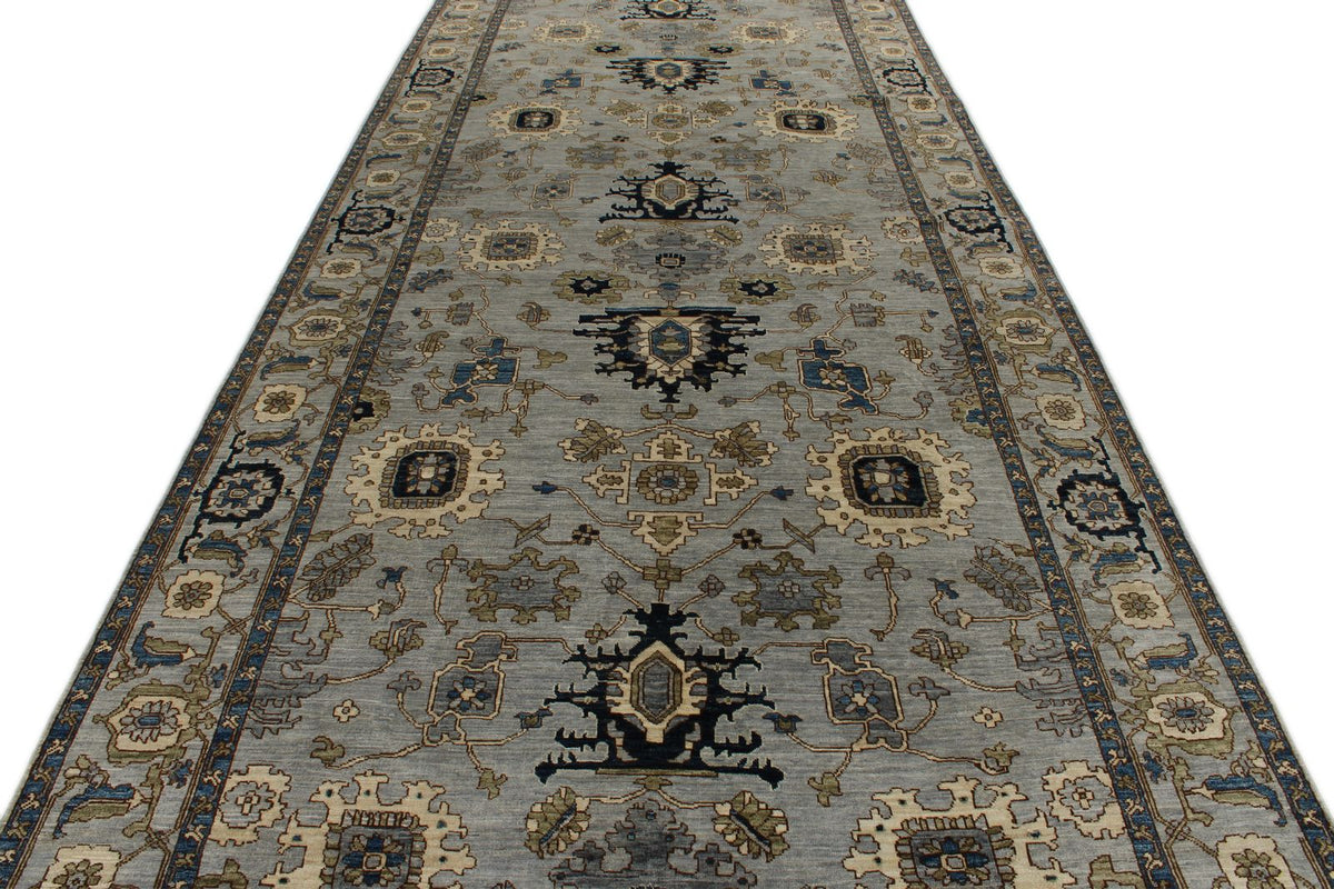 6x17 Gray and Light Blue Anatolian Traditional Rug