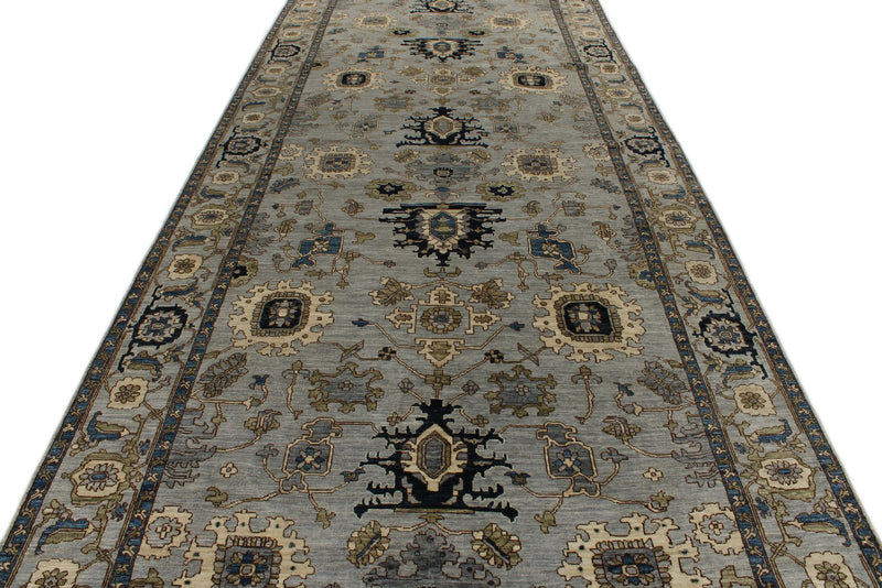 6x17 Gray and Light Blue Anatolian Traditional Rug