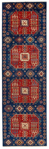 4x13 Red and Navy Anatolian Traditional Rug