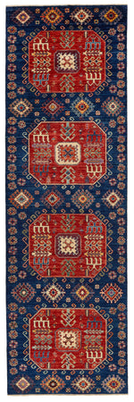 4x13 Red and Navy Anatolian Traditional Rug