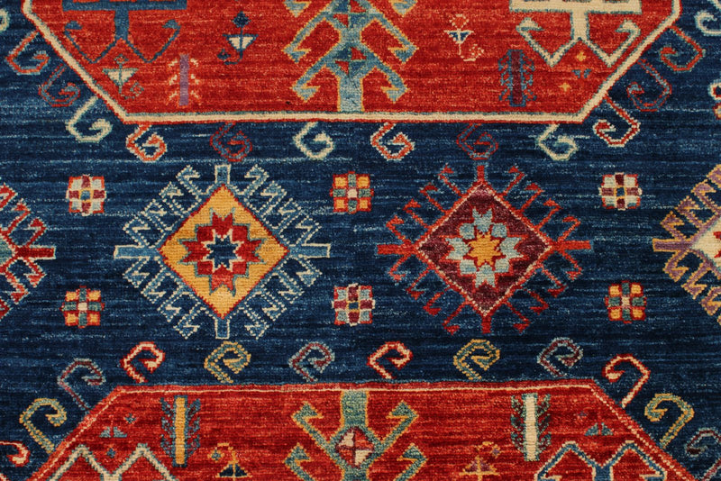 4x13 Red and Navy Anatolian Traditional Rug