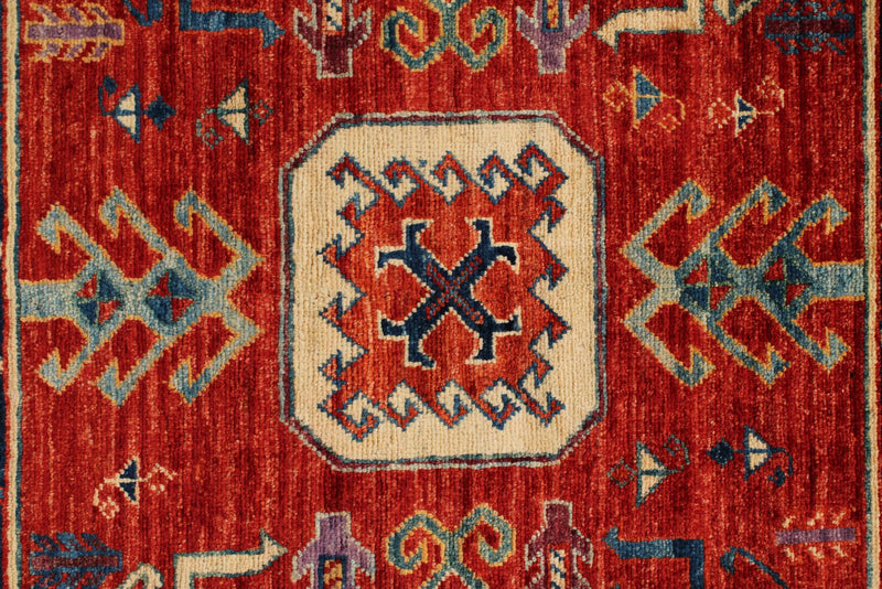 4x13 Red and Navy Anatolian Traditional Rug