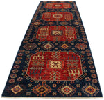 4x13 Red and Navy Anatolian Traditional Rug