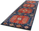 4x13 Red and Navy Anatolian Traditional Rug