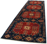 4x13 Red and Navy Anatolian Traditional Rug