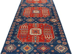 4x13 Red and Navy Anatolian Traditional Rug
