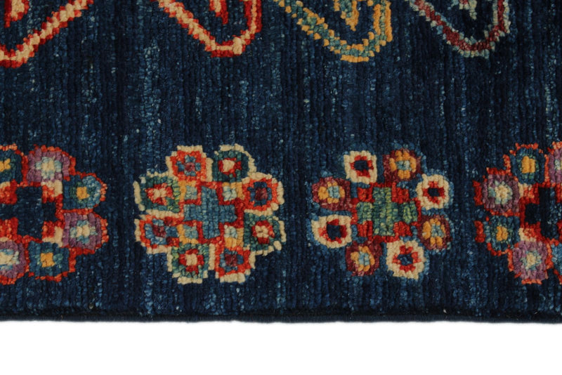 4x13 Red and Navy Anatolian Traditional Rug