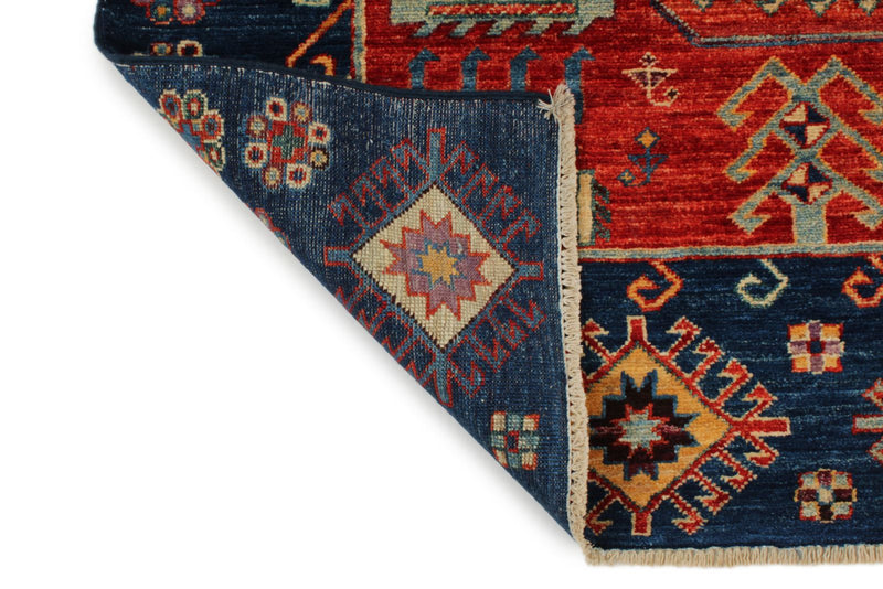 4x13 Red and Navy Anatolian Traditional Rug