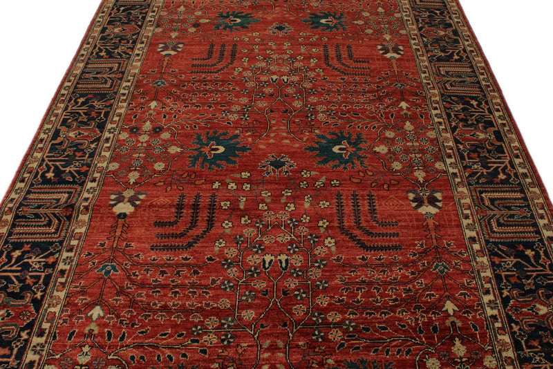 6x18 Red and Navy Anatolian Traditional Rug