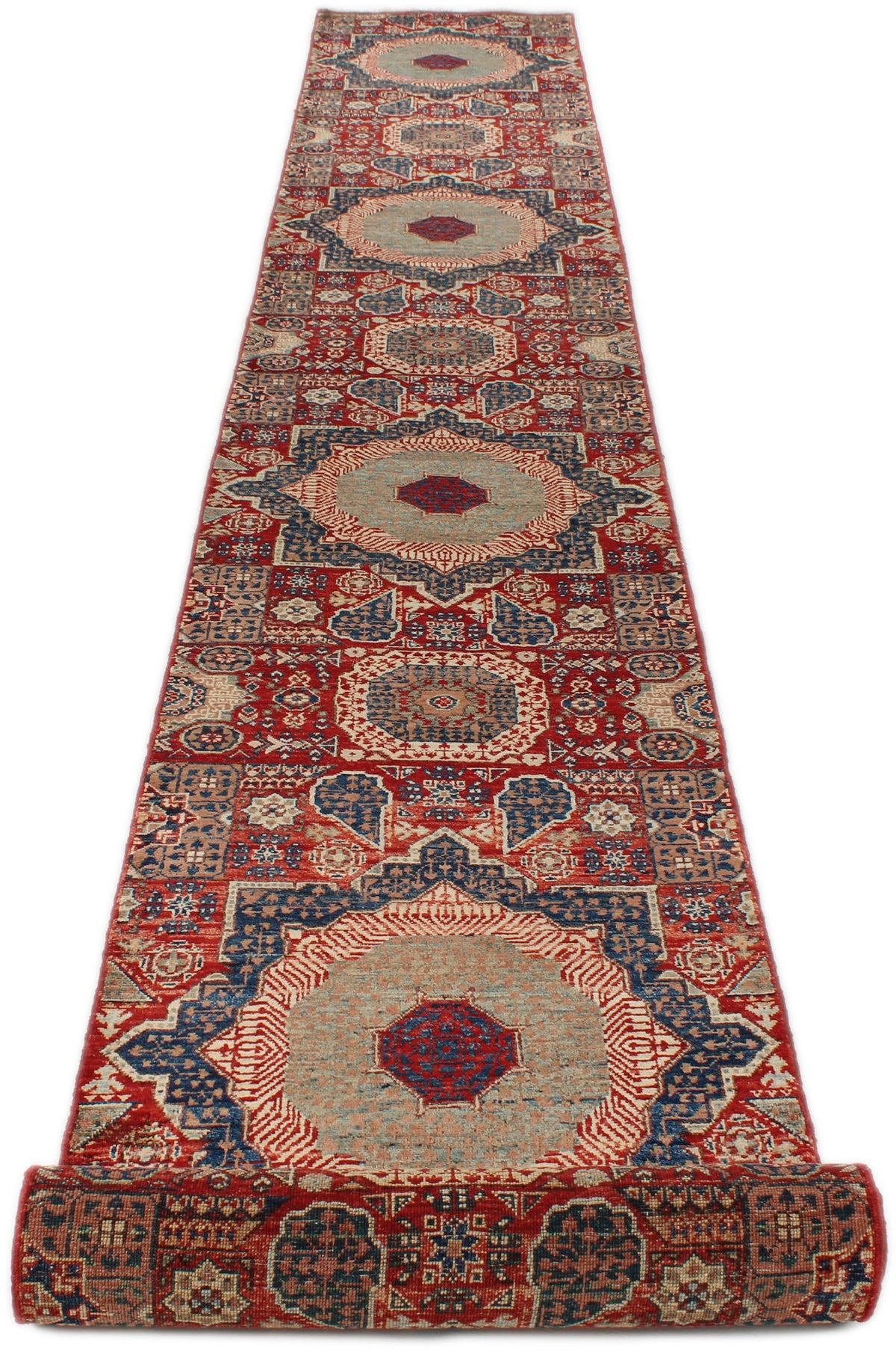 2x20 Red and Multicolor Anatolian Traditional Rug