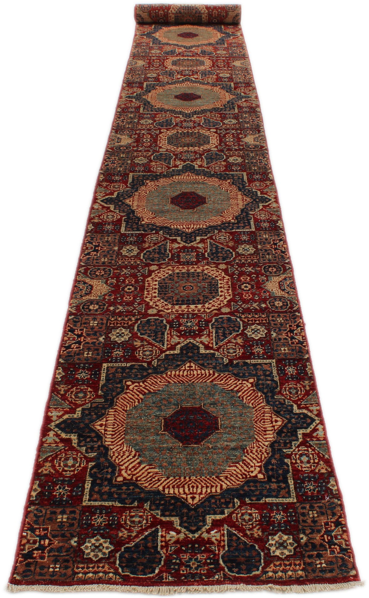 2x20 Red and Multicolor Anatolian Traditional Rug
