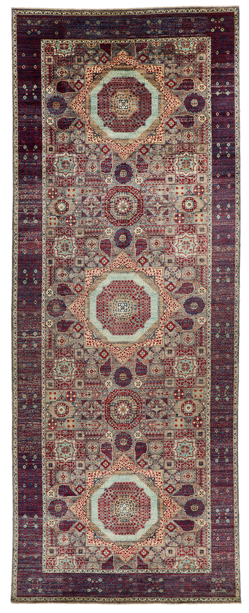 7x18 Gray and Purple Anatolian Traditional Rug