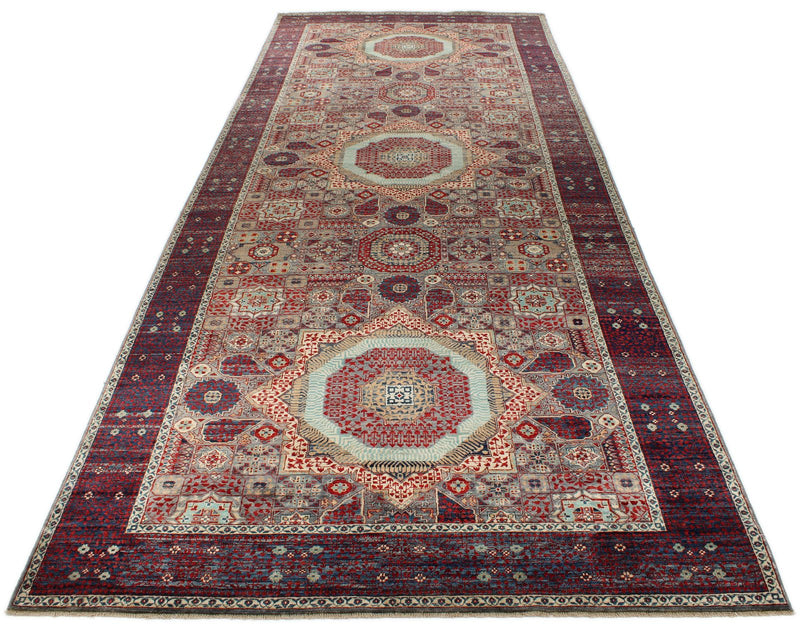 7x18 Gray and Purple Anatolian Traditional Rug