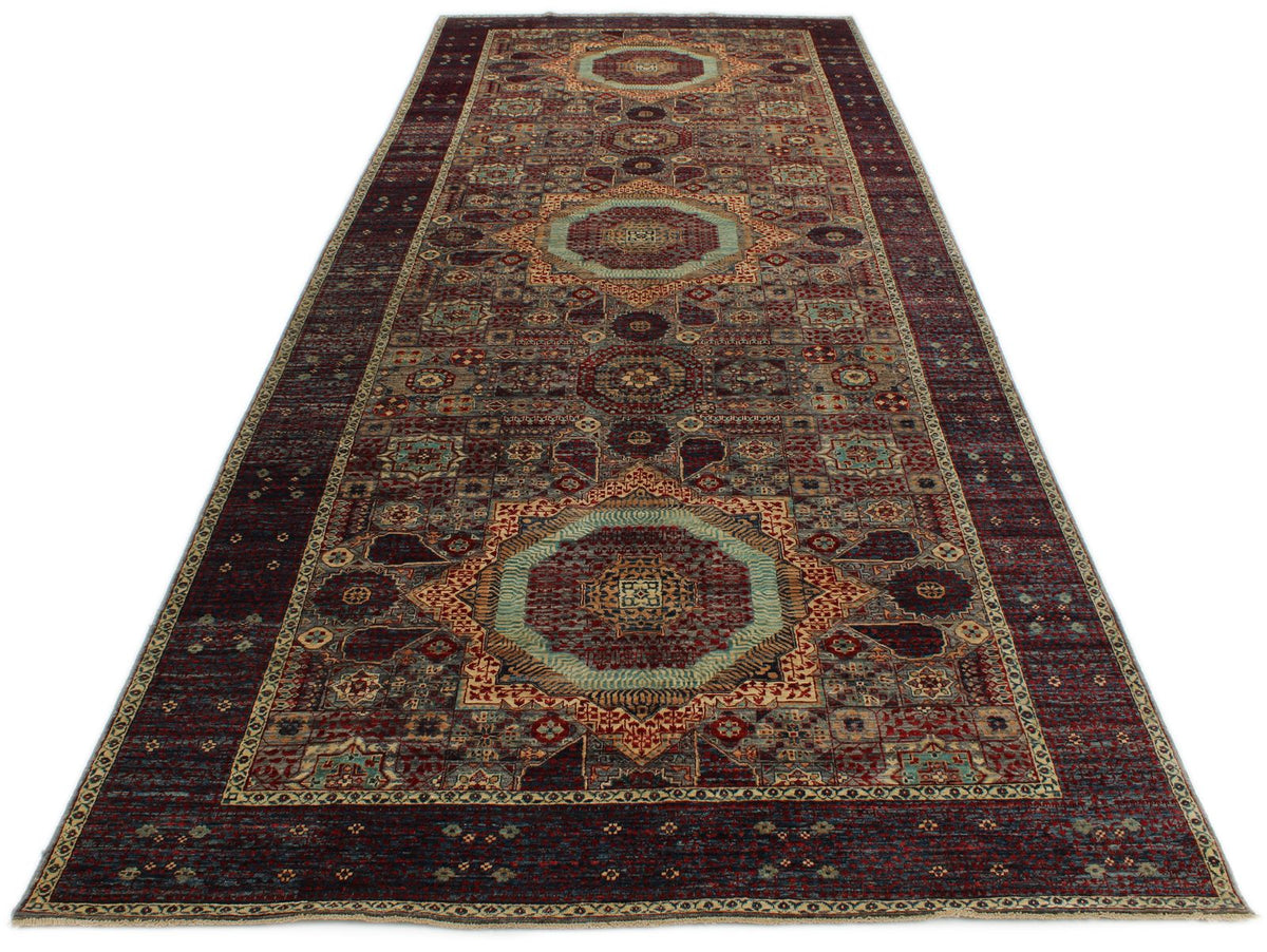 7x18 Gray and Purple Anatolian Traditional Rug