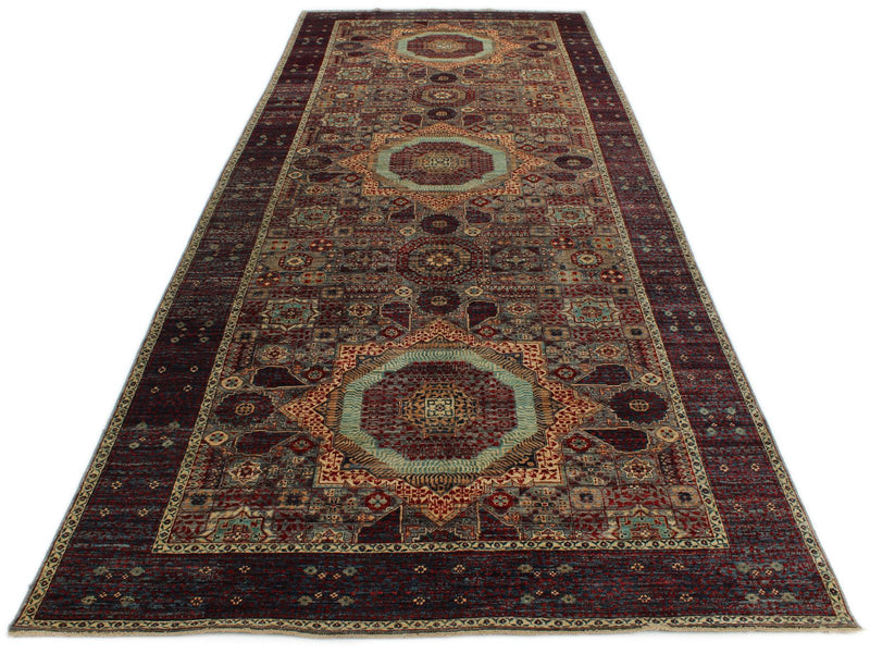 7x18 Gray and Purple Anatolian Traditional Rug