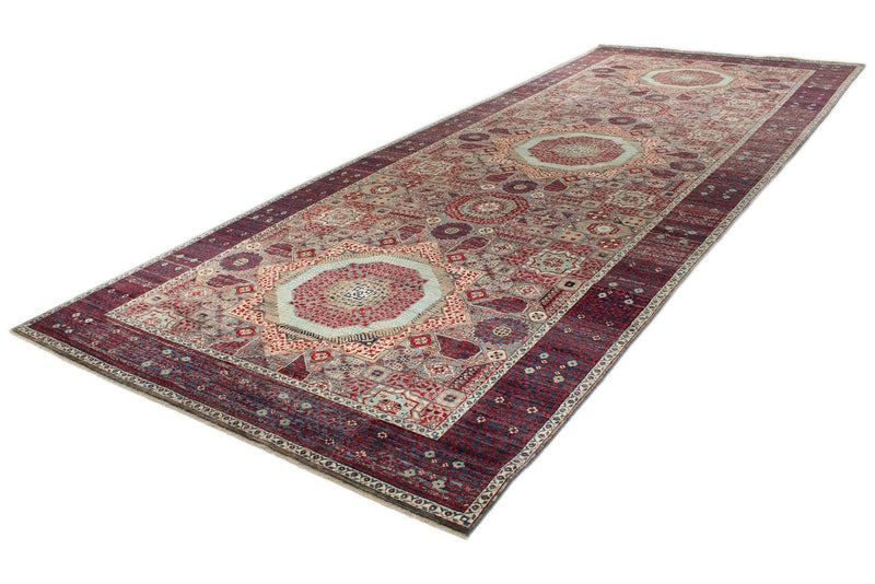 7x18 Gray and Purple Anatolian Traditional Rug