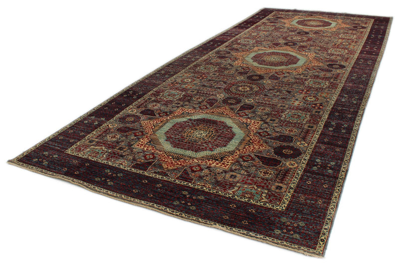 7x18 Gray and Purple Anatolian Traditional Rug