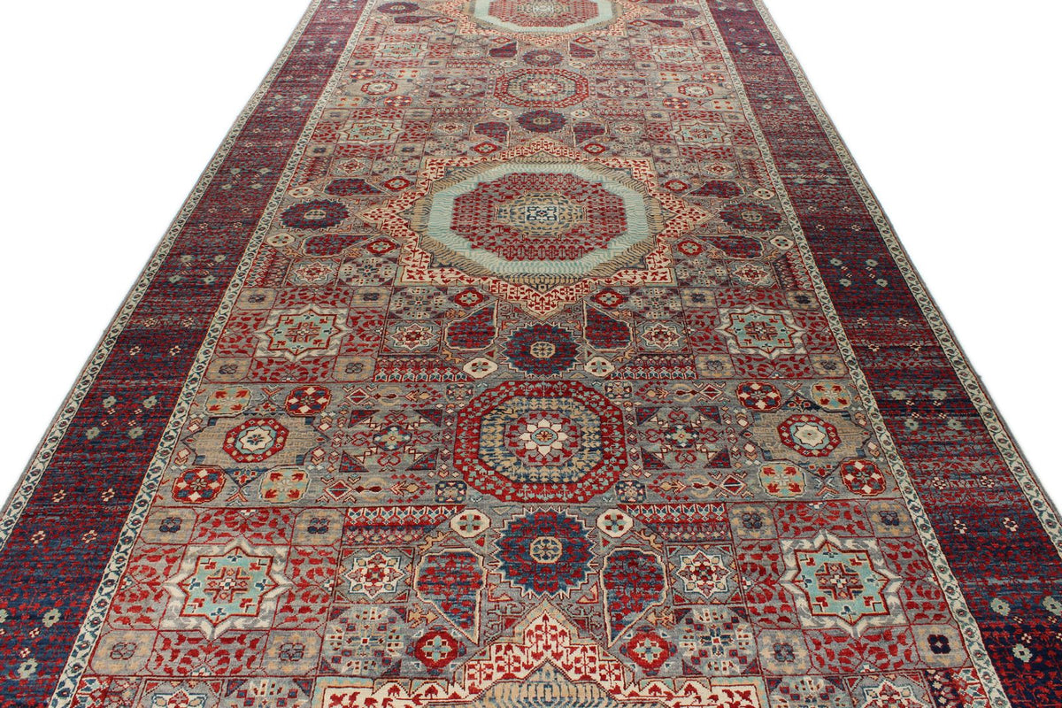 7x18 Gray and Purple Anatolian Traditional Rug