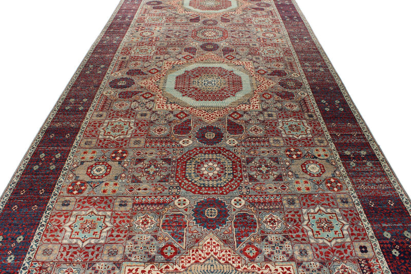7x18 Gray and Purple Anatolian Traditional Rug