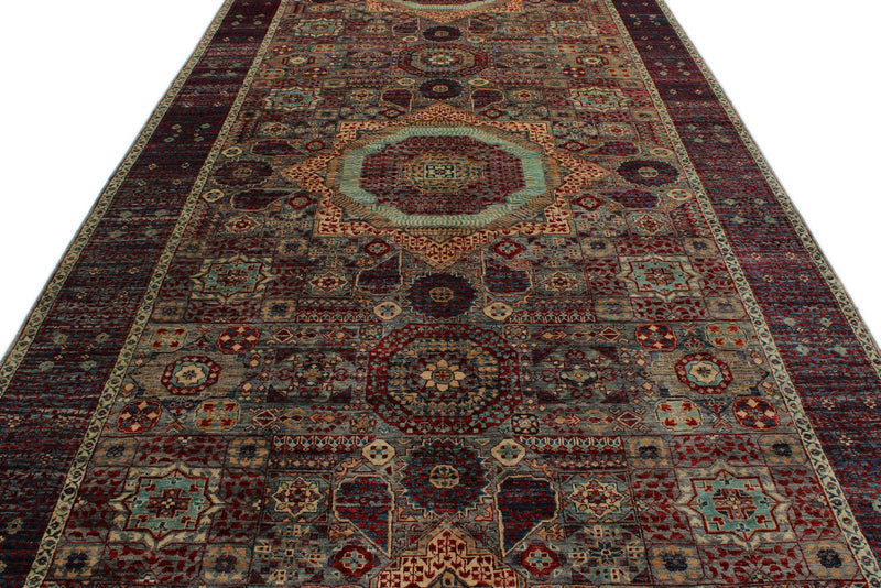 7x18 Gray and Purple Anatolian Traditional Rug