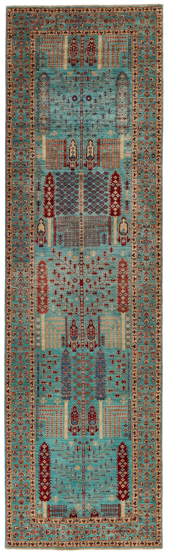 4x14 Blue and Multicolor Anatolian Traditional Runner
