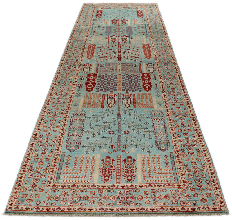 4x14 Blue and Multicolor Anatolian Traditional Runner
