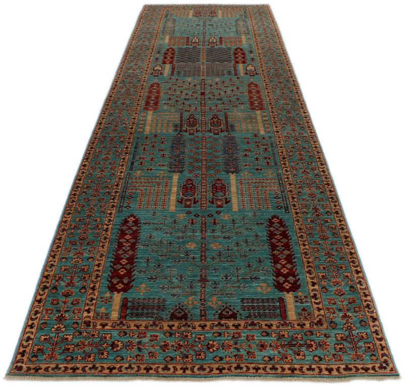 4x14 Blue and Multicolor Anatolian Traditional Runner
