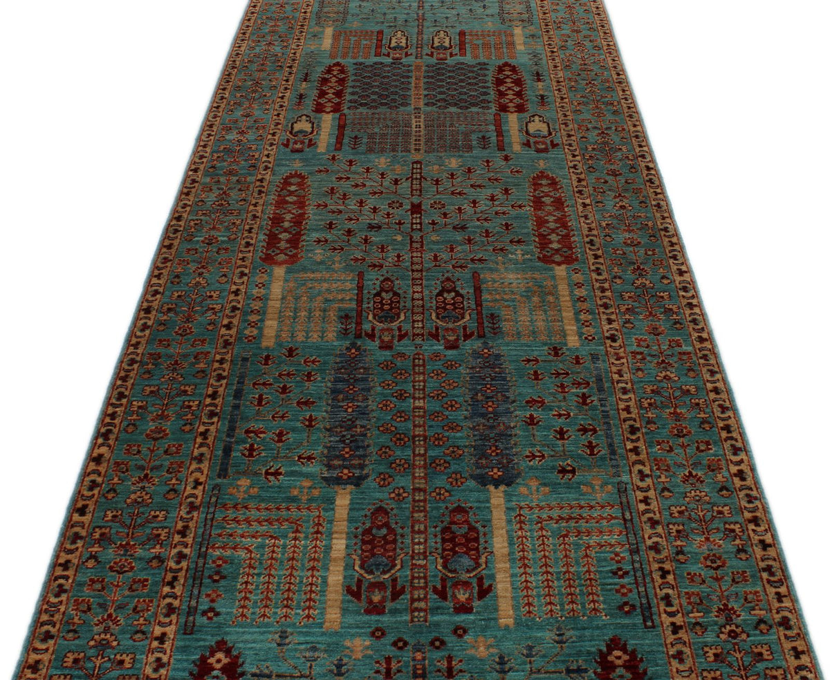 4x14 Blue and Multicolor Anatolian Traditional Runner