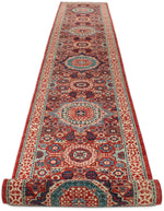 3x19 Red and Ivory Anatolian Traditional Rug