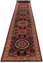 3x19 Red and Ivory Anatolian Traditional Rug