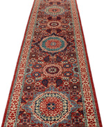 3x19 Red and Ivory Anatolian Traditional Rug