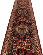 3x19 Red and Ivory Anatolian Traditional Rug