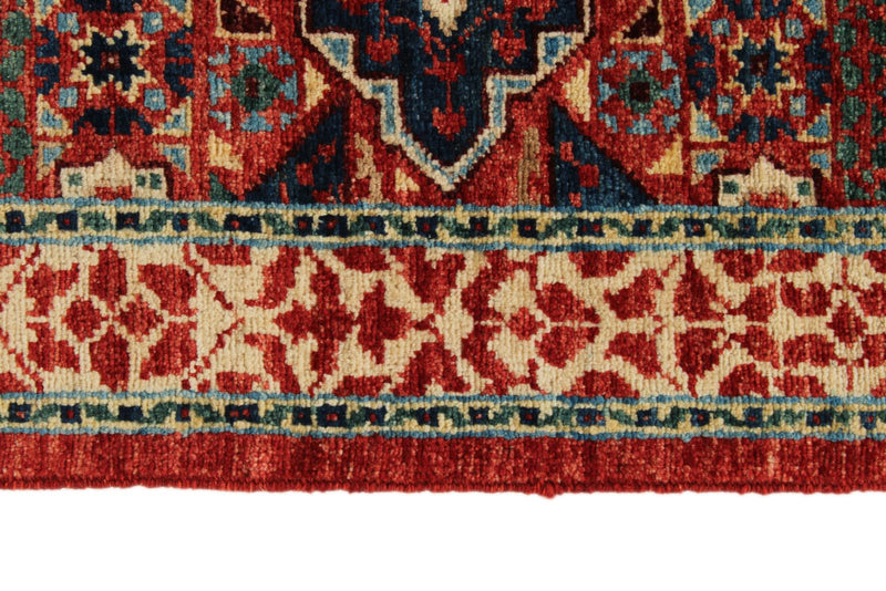 3x19 Red and Ivory Anatolian Traditional Rug