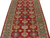 4x13 Red and Green Kazak Tribal Runner