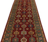 4x13 Red and Green Kazak Tribal Runner